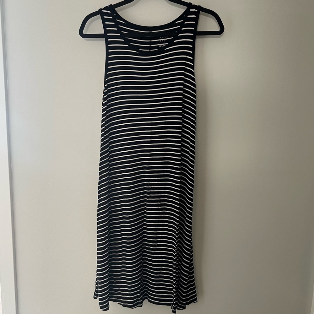 Striped Black and White Sleeveless Dress